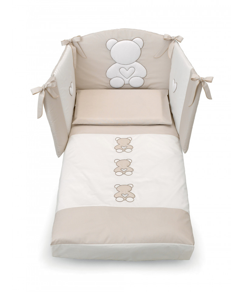 Set lettino Funky Azzurra Design con paracolpi, trapunta con imbottitura estraibile e fodera per cuscino