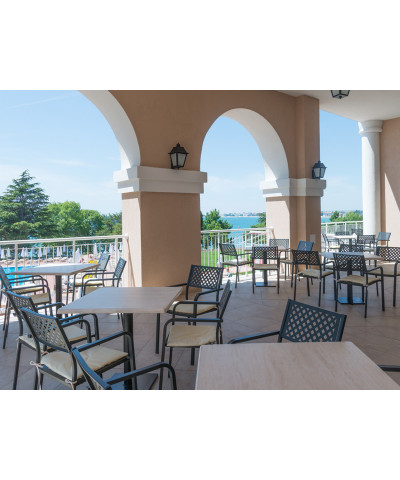 Sedia con braccioli da esterno, adatta anche per spazi pubblici