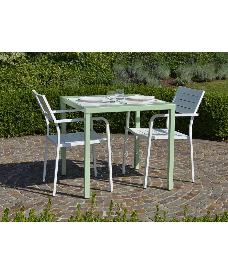 Poltroncina da giardino in acciaio, impilabile, made in Italy