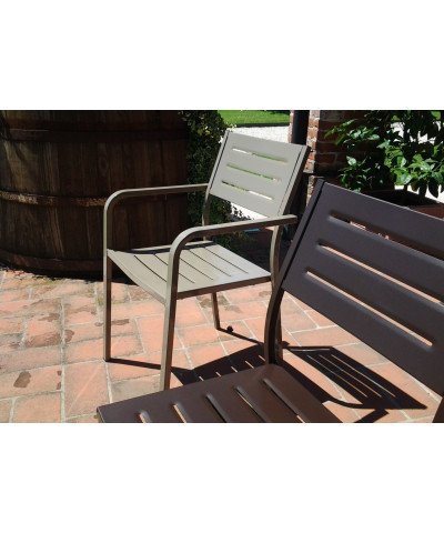 sedia con braccioli da giardino, color tortora (su richiesta)