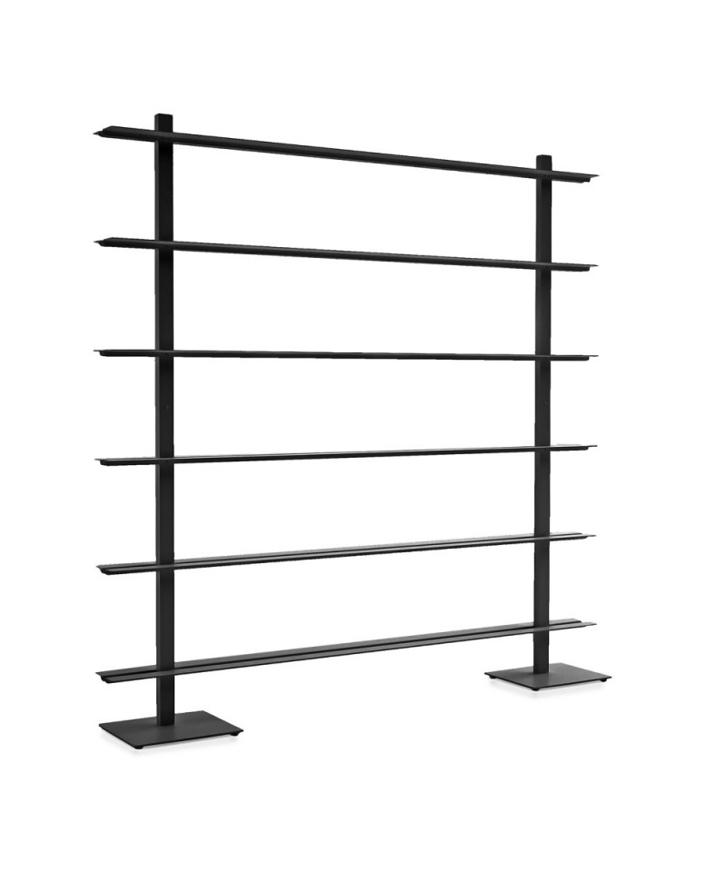 Libreria a parete, B.Bliotek, larghezza 200 cm, nero opaco