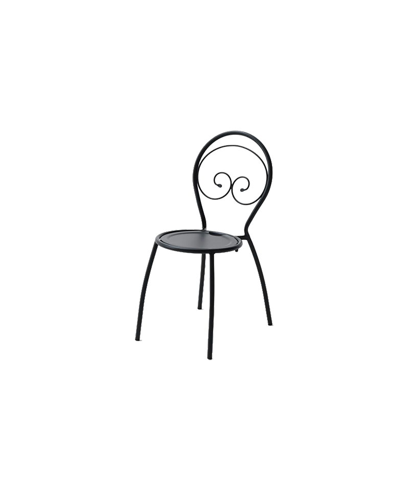 Sedia in metallo da giardino, made in Italy, impilabile, antracite