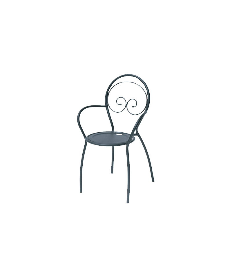 Sedia da giardino con braccioli, made in Italy, impilabile