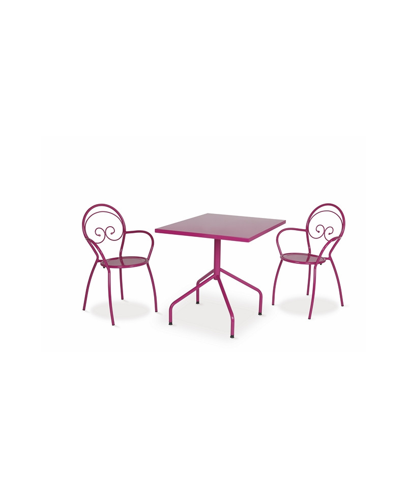 Sedia con braccioli da giardino, colore fucsia su richiesta