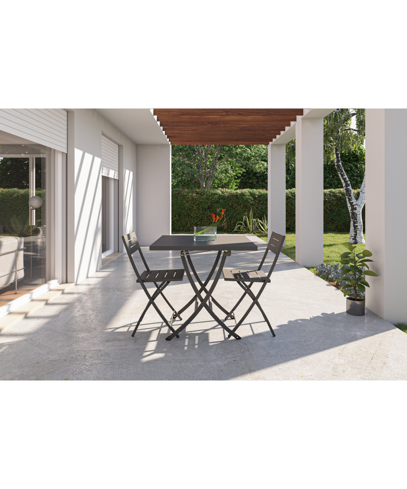 Tavolo pieghevole in acciaio da giardino, 80x80 cm, made in Italy