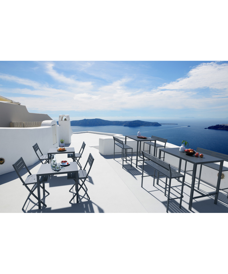 Tavolo pieghevole in acciaio, 80x80 cm, made in Italy, perfetto per giardino o terrazzo