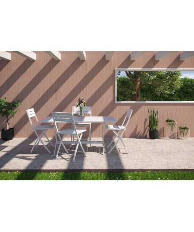 Tavolo pieghevole in acciaio, 80x80 cm, made in Italy, bianco su richiesta