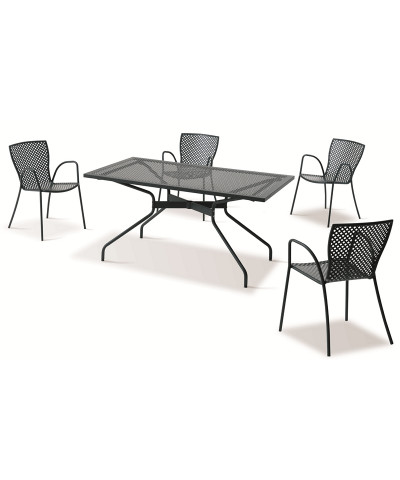 Tavolo da giardino fisso, Made in Italy, 120x80 cm, con sedie modello Sonia