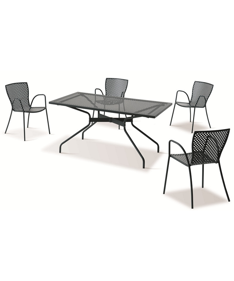 Tavolo da giardino fisso, Made in Italy, 120x80 cm, con sedie modello Sonia