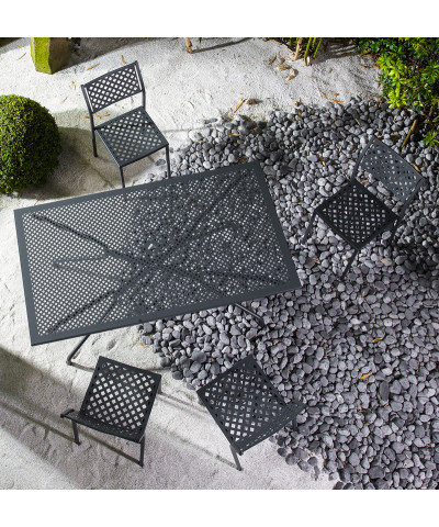 Tavolo da giardino fisso, Made in Italy, 120x80 cm, con sedie modello Lola