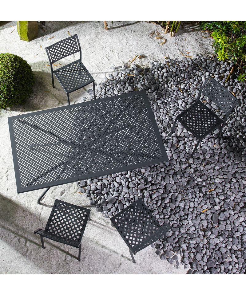 Tavolo da giardino fisso, Made in Italy, 120x80 cm, con sedie modello Lola