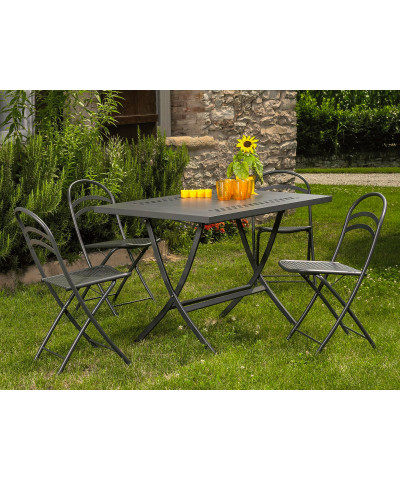 Tavolo da giardino pieghevole, Made in Italy, con le sedie Flipper