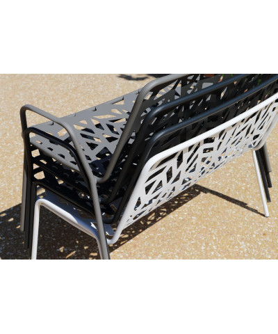 Divano per esterno, in acciaio, made in Italy, impilabile