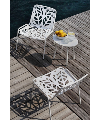 Tavolino ovale da giardino, Made in Italy, bianco