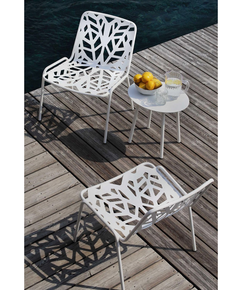 Tavolino ovale da giardino, Made in Italy, bianco