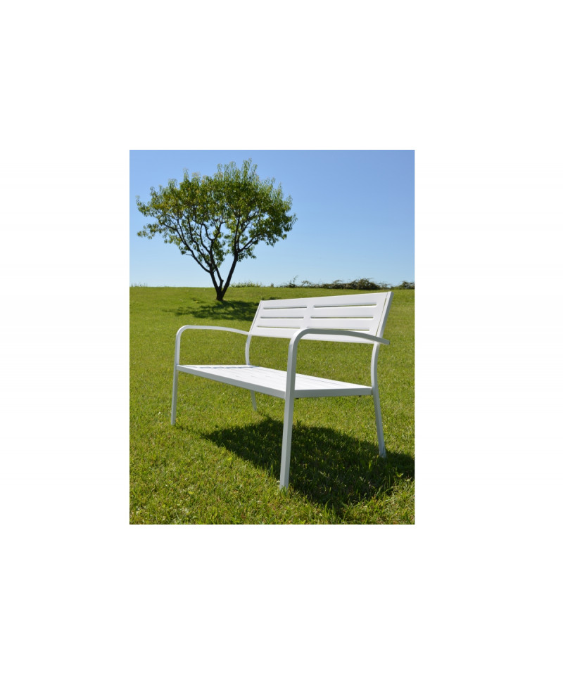 Divano da giardino a 2 posti, in acciaio, Made in Italy, bianco