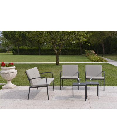 Divano e poltrone da giardino, con cuscino colore melange