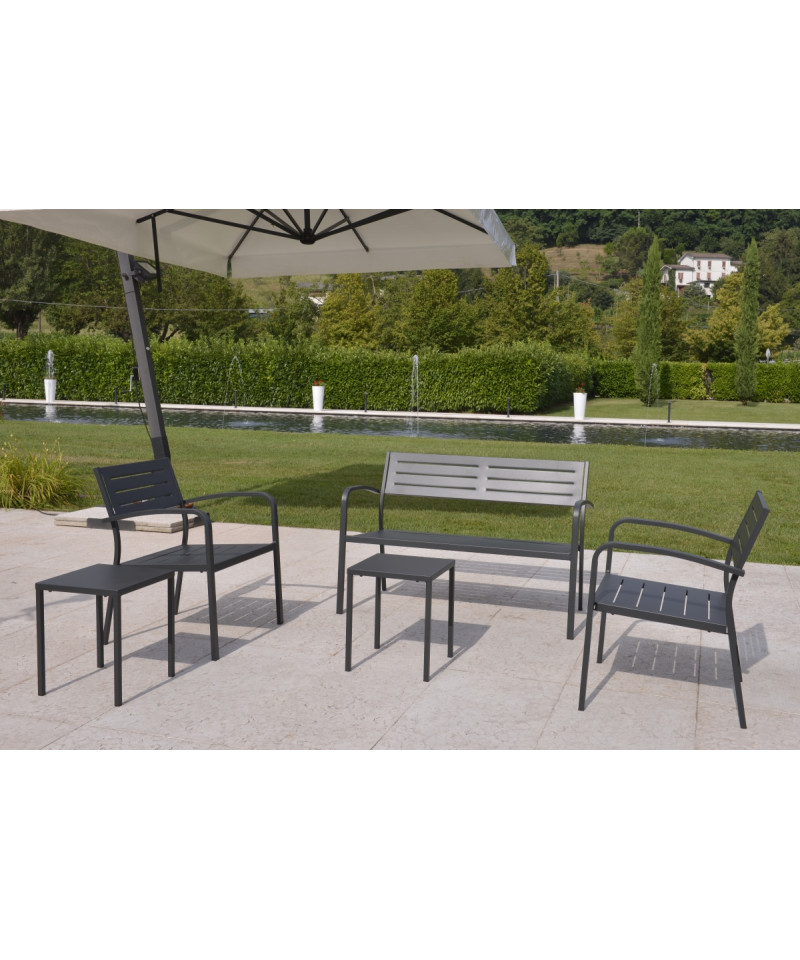 Salottino per outdoor con Divao e poltrone Dorio, colore antracite
