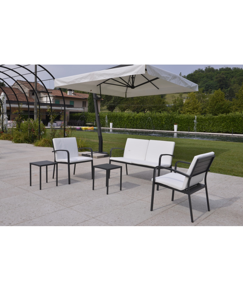 Divano e poltrone da giardino, con cuscino colore melange