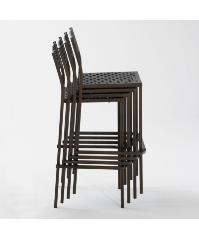 Sgabello in metallo Made in Italy, altezza seduta 75 cm, impilati