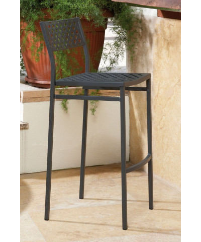 Sgabello in metallo Made in Italy, altezza seduta 75 cm, grigio antracite