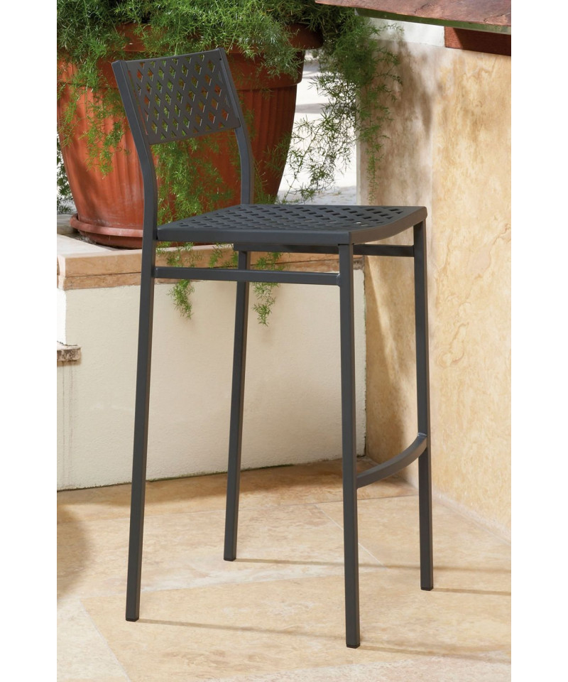 Sgabello in metallo Made in Italy, altezza seduta 75 cm, grigio antracite
