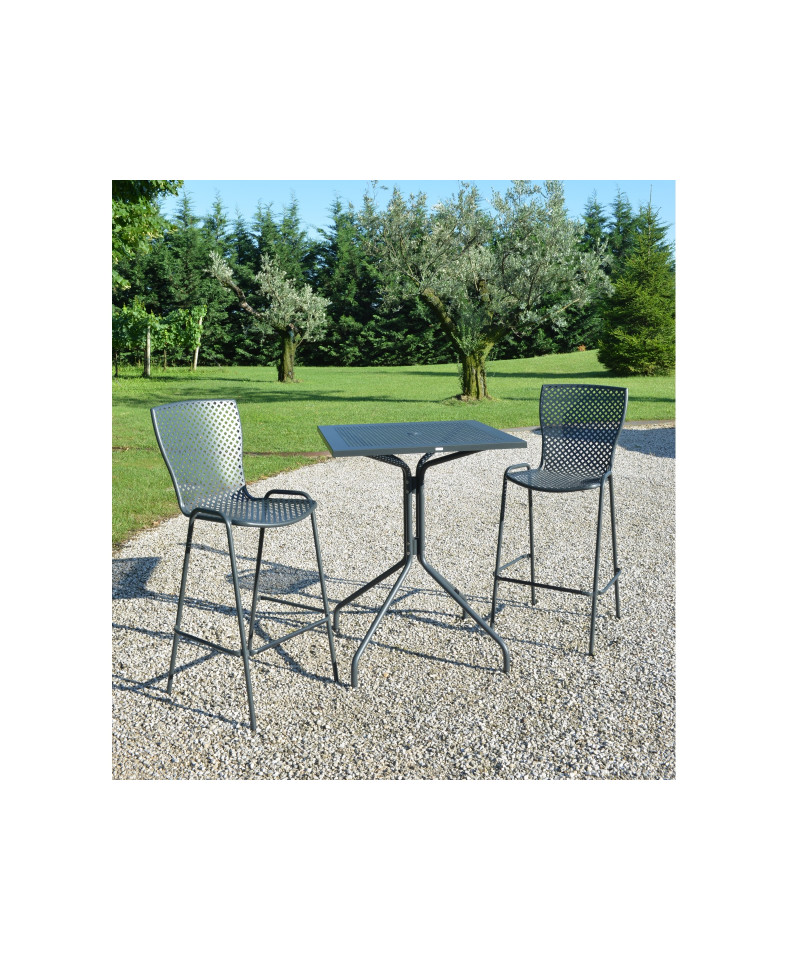 Sgabello in metallo Made in Italy, altezza seduta 75 cm, colore antracite