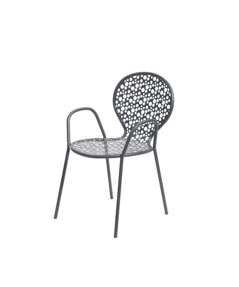 Sedia con braccioli per giardino, in acciaio, made in Italy