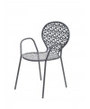 Sedia con braccioli per giardino, in acciaio, made in Italy