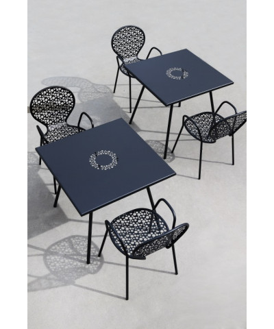 Sedia con braccioli per giardino, in acciaio, made in Italy, grigio antracite