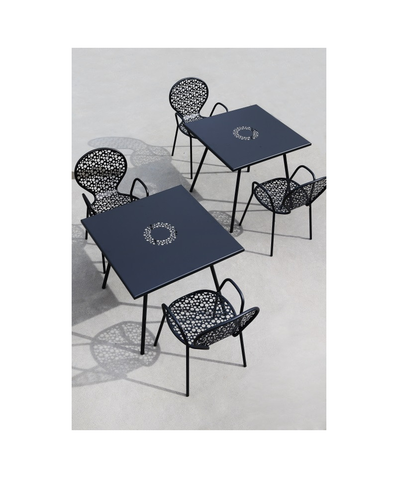 Sedia con braccioli per giardino, in acciaio, made in Italy, grigio antracite