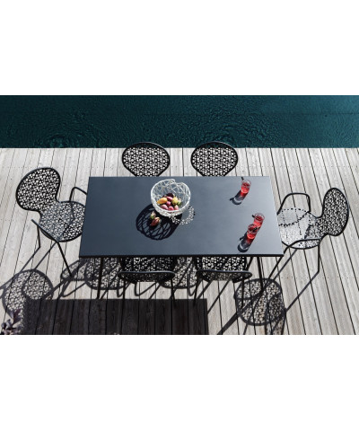 Sedia con braccioli per giardino, in acciaio, made in Italy, grigio antracite