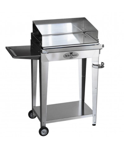 Grill 6.4 Inox piastra liscia con para-schizzi, portapiatti e kit mensola e ruote