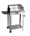 Grill 6.4 Inox piastra liscia con para-schizzi, portapiatti e kit mensola e ruote