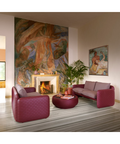 Mara Sofa - struttura cuoio mogano - cuscino marrone London