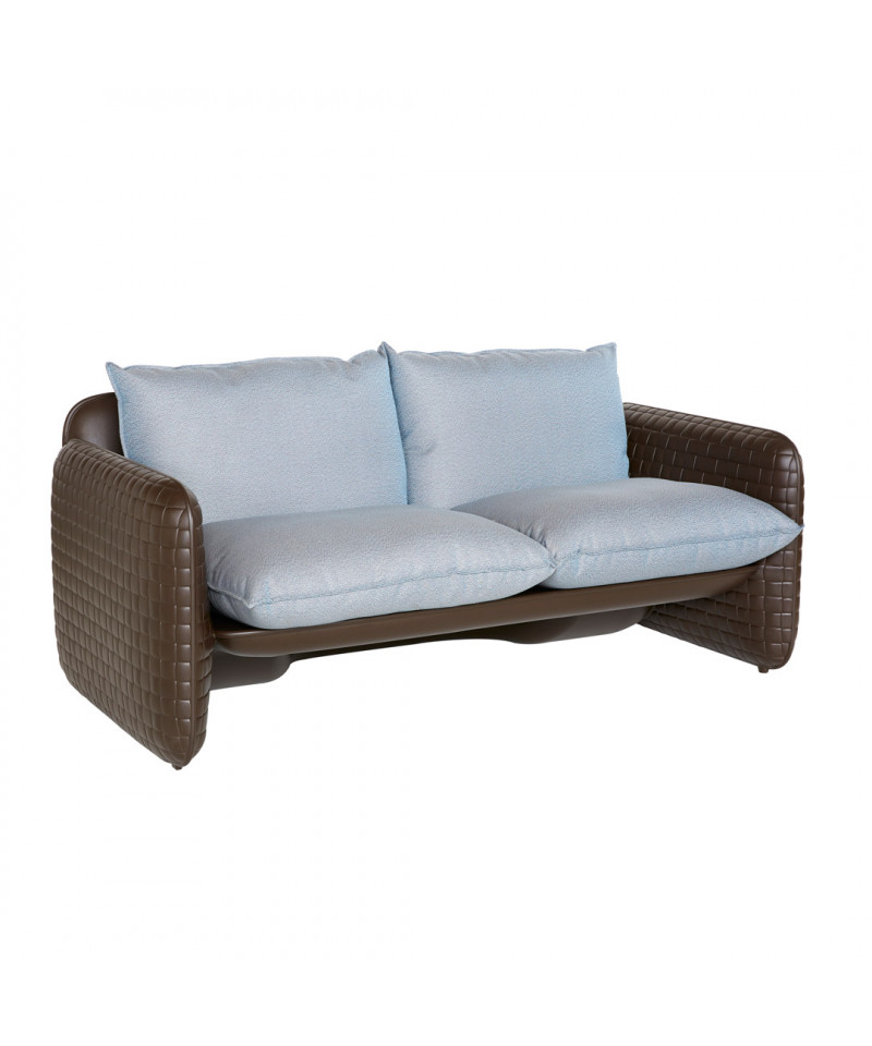 Mara Sofa struttura cioccolato - cuscino blu river