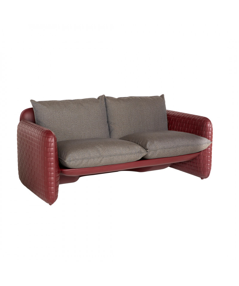 Mara Sofa struttura cuoio mogano - cuscino marrone London - prosp