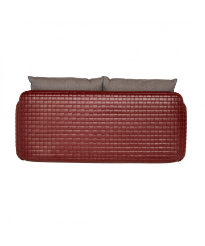 Mara Sofa struttura cuoio mogano - cuscino marrone London - retro