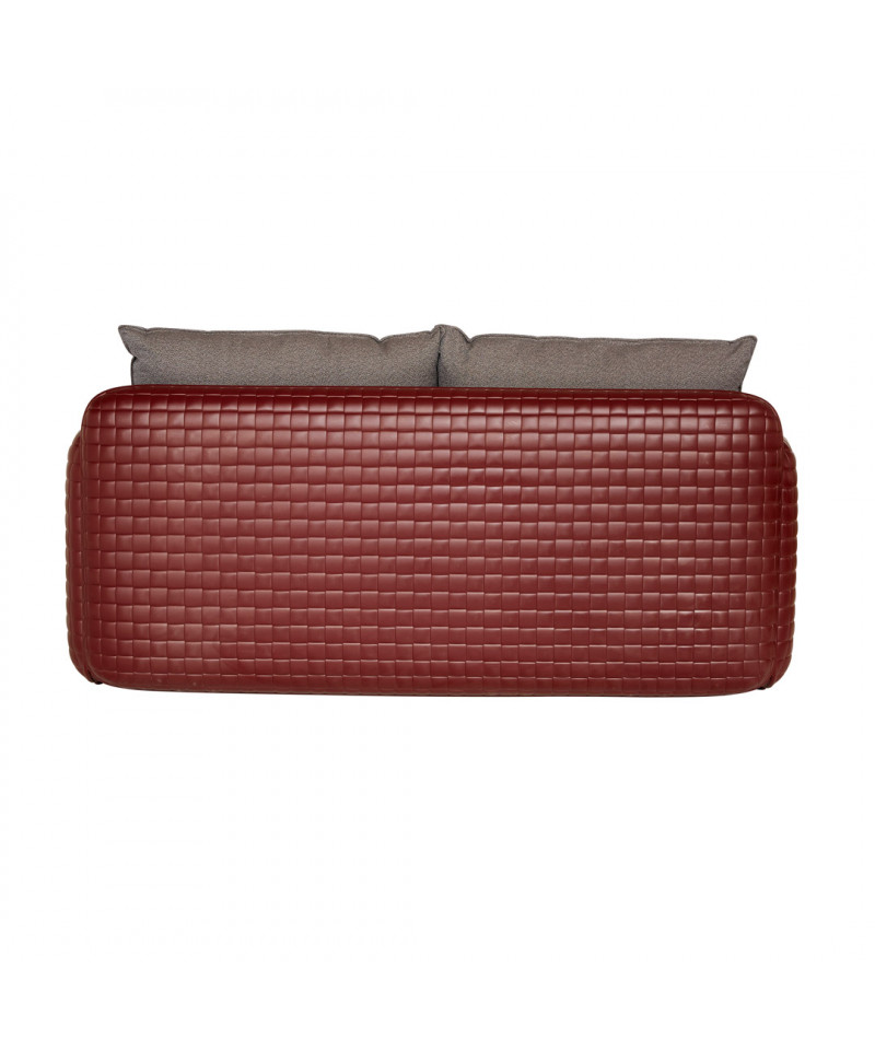 Mara Sofa struttura cuoio mogano - cuscino marrone London - retro