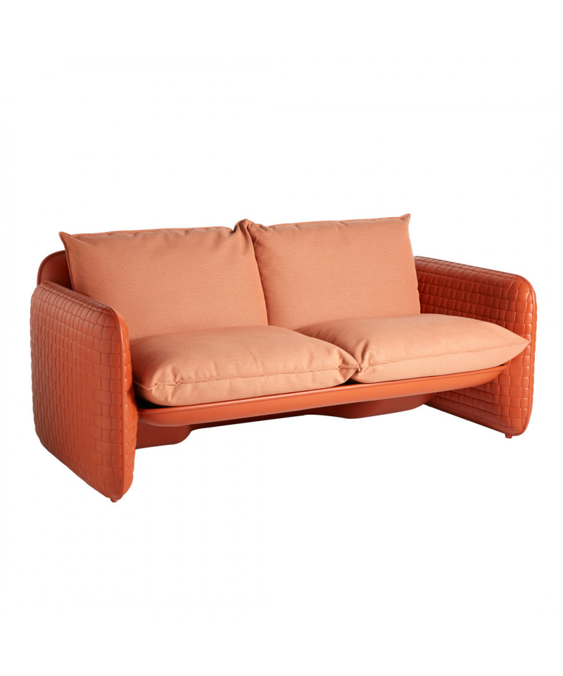 Mara Sofa struttura cuoio arancione - cuscino arancione