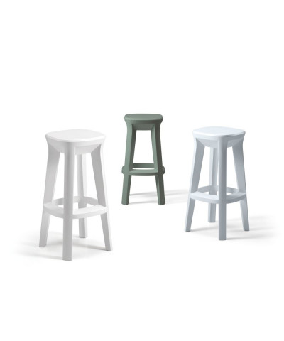 Frozen Square Stool bianco - verde salvia - cenere