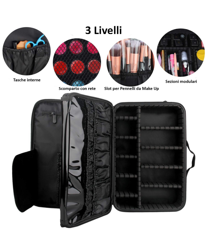 Beauty case con diverse tasche