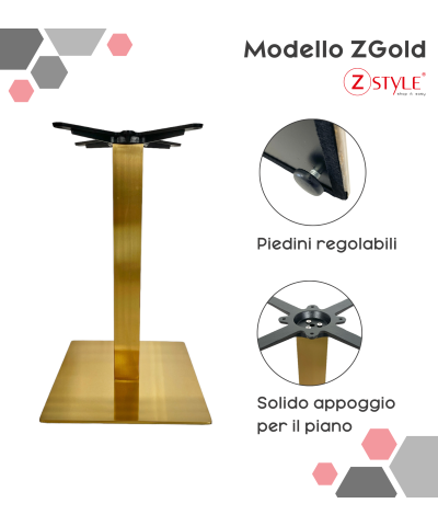 Base Per Tavolo In Acciaio Quadrata Gold - ZStyle