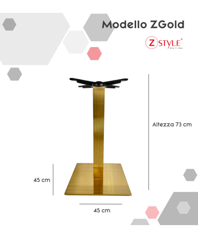 Base Per Tavolo In Acciaio Quadrata Gold - ZStyle