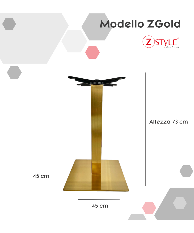 Base Per Tavolo In Acciaio Quadrata Gold - ZStyle