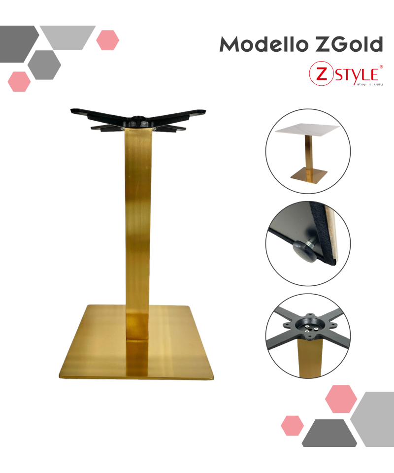 Base Per Tavolo In Acciaio Quadrata Gold - ZStyle