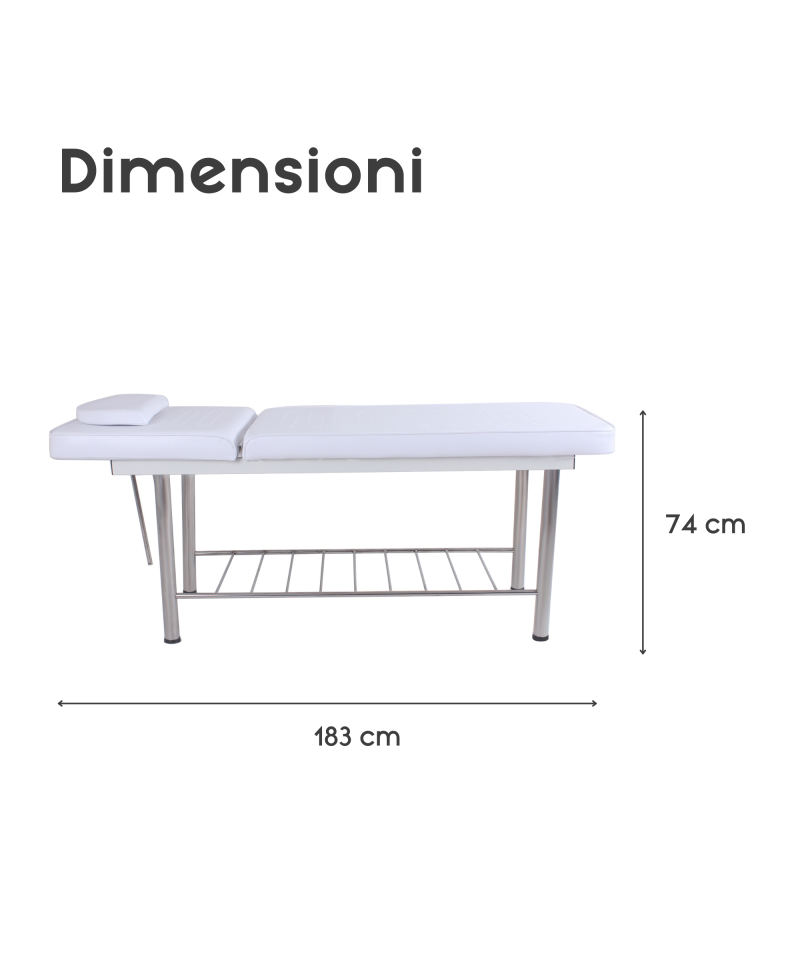 Lettino Fisso Da Massaggio Cromato A 2 Zone Con Schienale Inclinabile - ZStyle