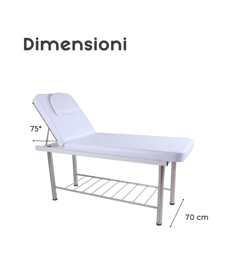 Lettino Fisso Da Massaggio Cromato A 2 Zone Con Schienale Inclinabile - ZStyle